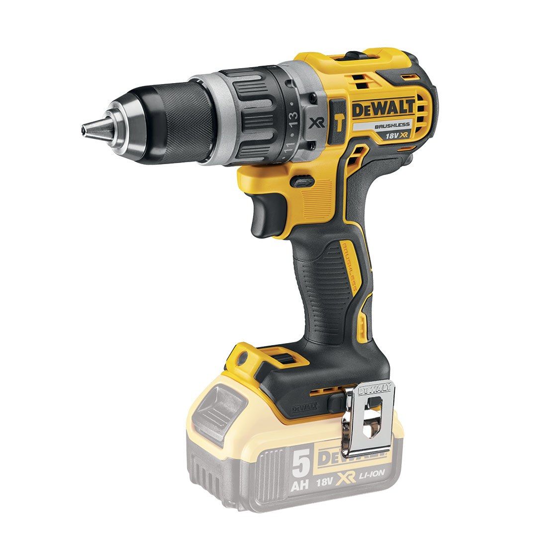 DeWalt DCD796P2-GB 18V XR Brushless Compact Combi Drill with 2 x 5 A Lithium-Ion Batteries and 1 x TSTAK Heavy-Duty Kitbox.