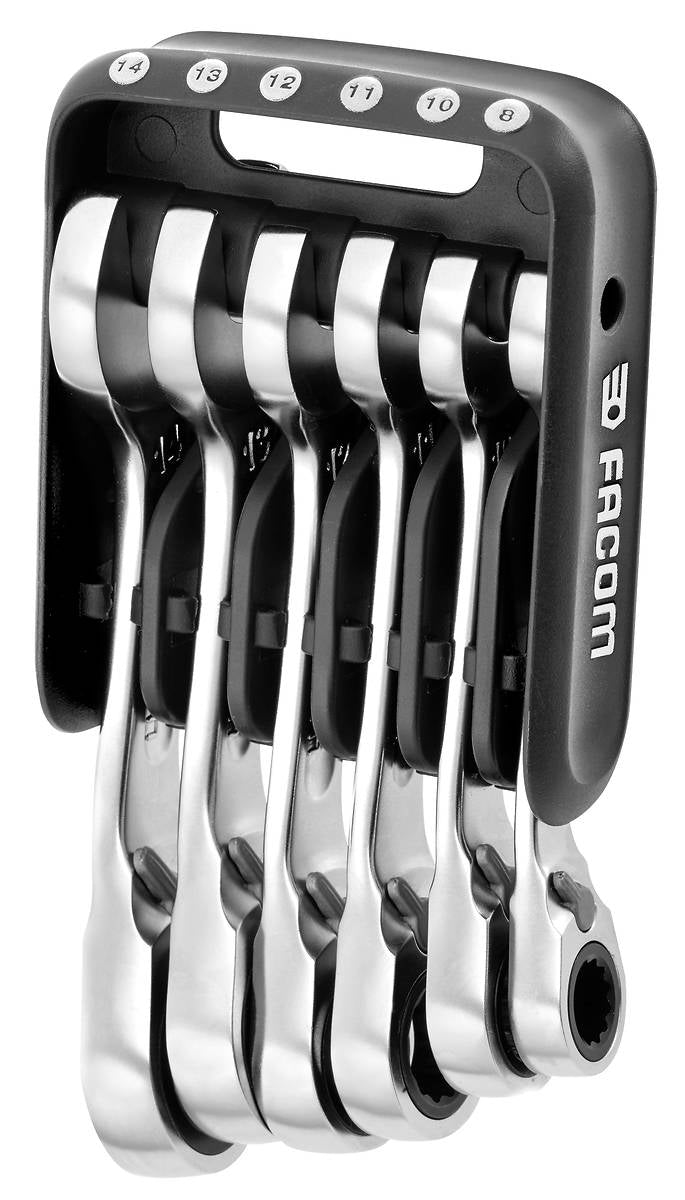 Facom 467BS.JP6 - Short Ratchet Combination Wrench Set in a Portable Case