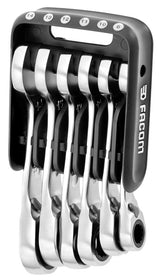 Facom 467BS.JP6 - Short Ratchet Combination Wrench Set in a Portable Case