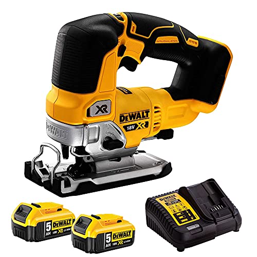 DeWalt DCS334P2 18V Brushless Top Handle Jigsaw with 2 x 5.0Ah Batteries & Charger