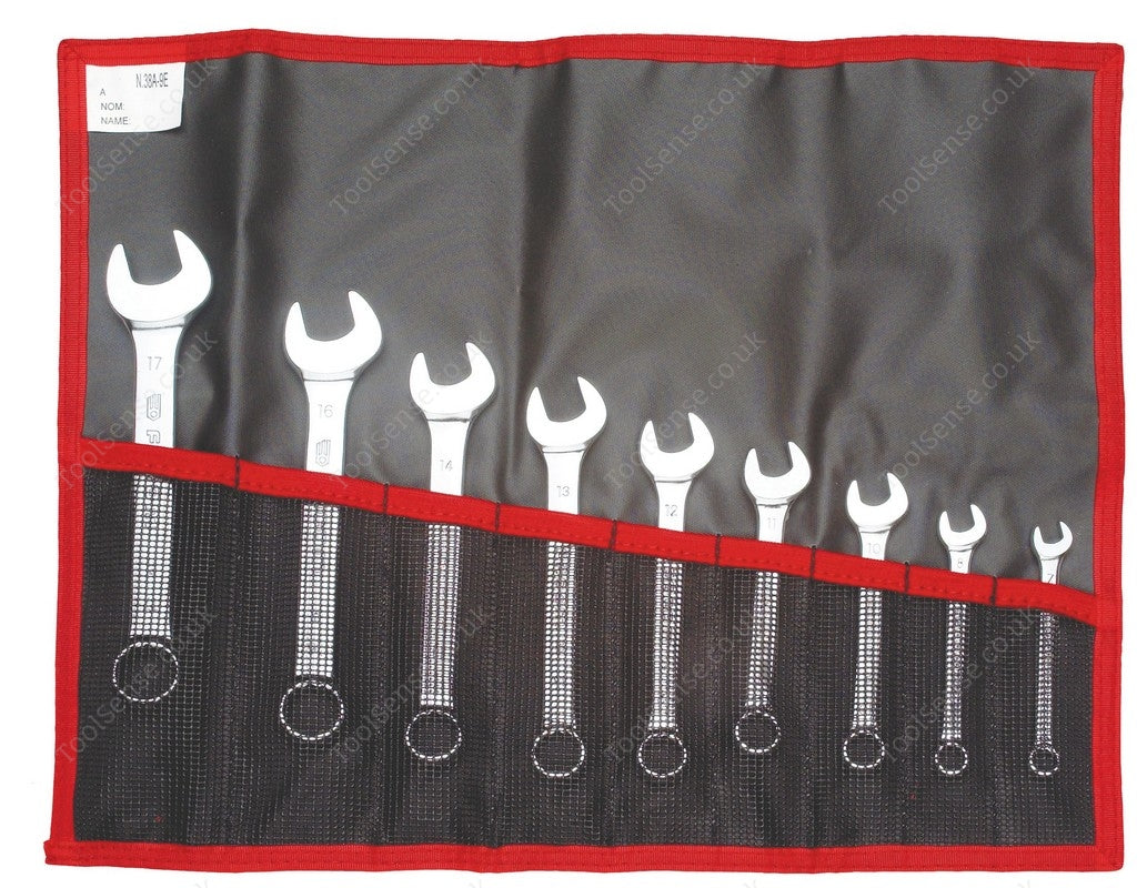 Facom 39.JE9T 9 Piece Short Combination Wrench Set 7-17mm