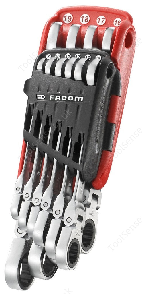 Facom 467F.JP10 Metric Hinged Ratchet Combination Wrench Set In PORTABLE CASE