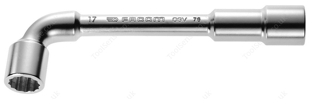 Facom 76.18 Angled L- SHAPED Open-Socket Wrench - 18mm. 12 Point Sockets, With "THROUGH HOLE"
