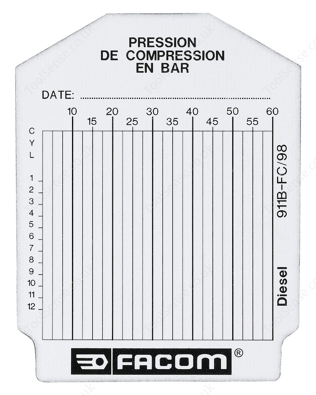 Facom 911B.FC Set OF 100 TEST CARDS For DIESEL ENGINE