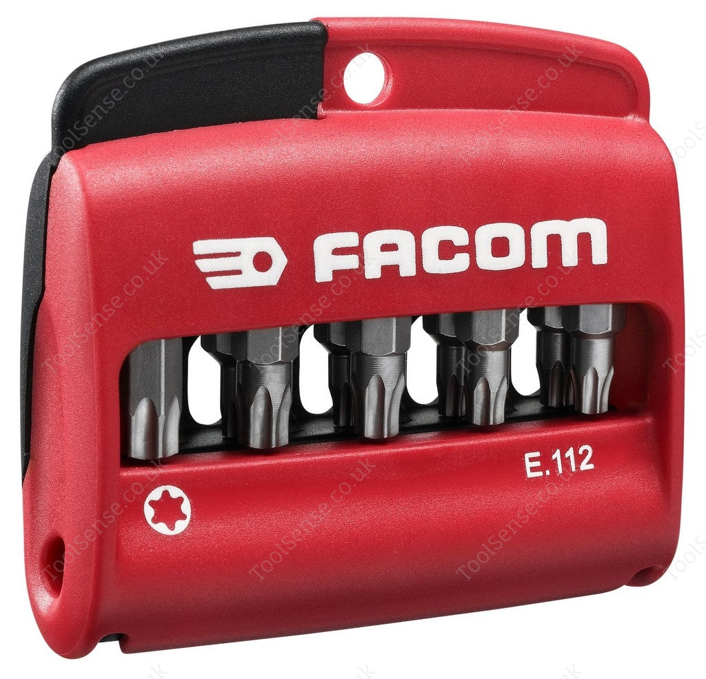 Facom E.112 COMBINED Set OF 10 Torx Bits 1/4" - 25 mm + Bit Holder
