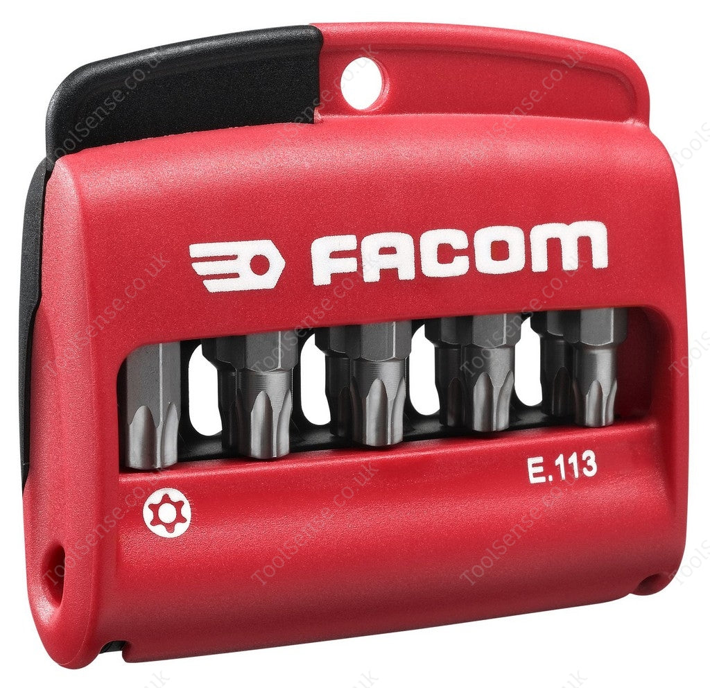 Facom E.113 COMBINED Set OF 10 RESISTorx Bits 1/4" - 25 mm + Bit Holder