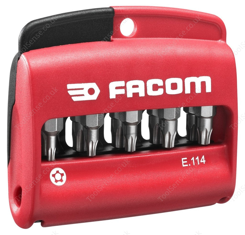 Facom E.114 COMBINED Set OF 10 TAMPER PROOF Torx PLUS Bits 1/4" - 25 mm + Bit Holder