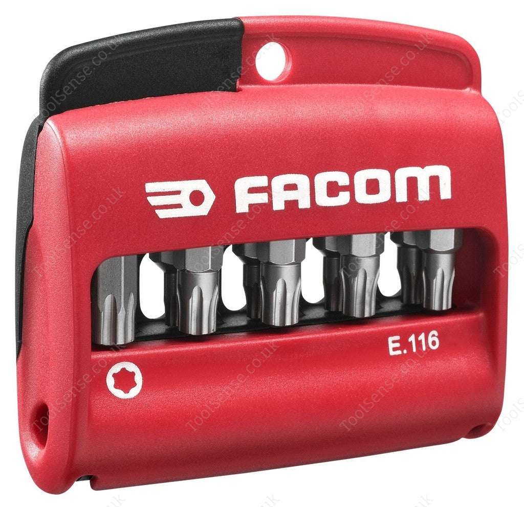 Facom E.116 COMBINED Set OF 10 Torx PLUS Bits 1/4" - 25 mm + Bit Holder