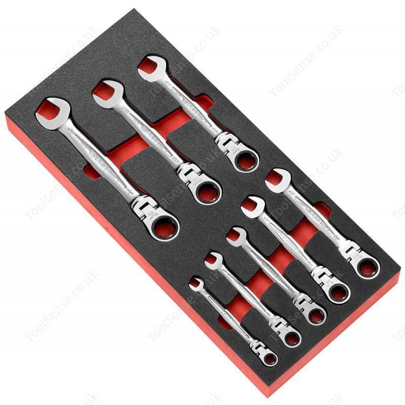 Facom MODM.467FJU8 8 Piece AF Flexible Ratcheting Combination Wrench Set