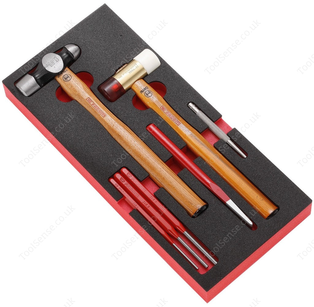 Facom MODM.MI4 Hammer, MALLET, CHISEL, Centre Punch, And Long Drift Punches 4 - 5 - 6mm Module Set