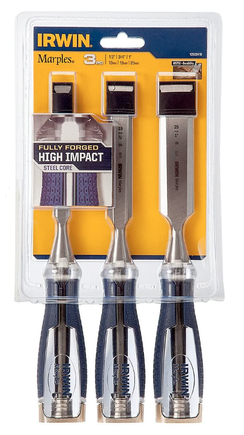 Irwin Marples 10503419 M750 Split-proof Soft Touch Chisels (Set of 3) High Impact